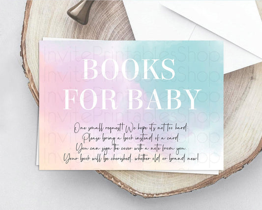 Editable Pastel Books For Baby Card Pastel Rainbow Book Insert Colorful Ombr