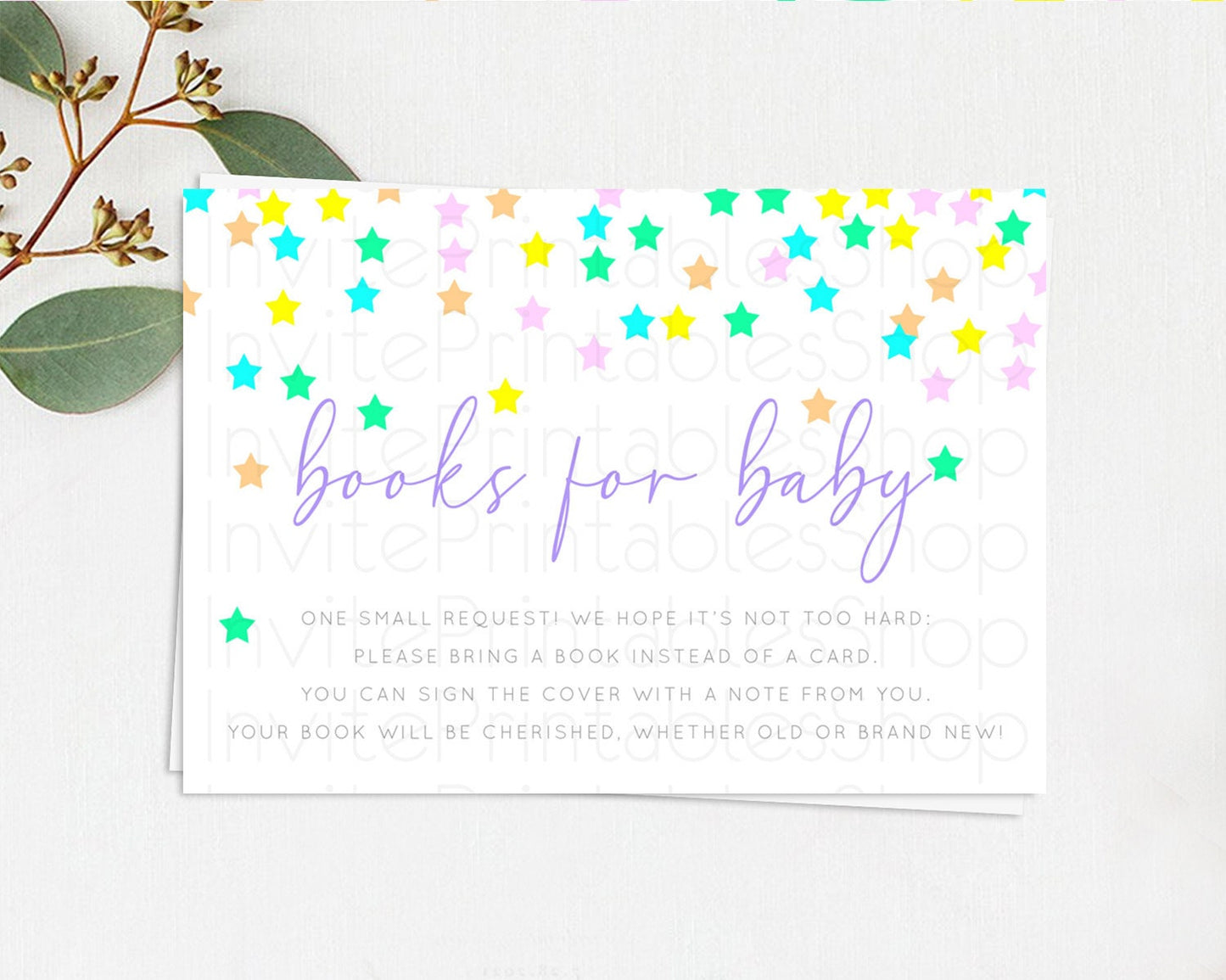 Pastel Star Books For Baby Card Shooting Star Book Insert Twinkle Little Star Book Card Rainbow Confetti Guests Book Poem Request D10394