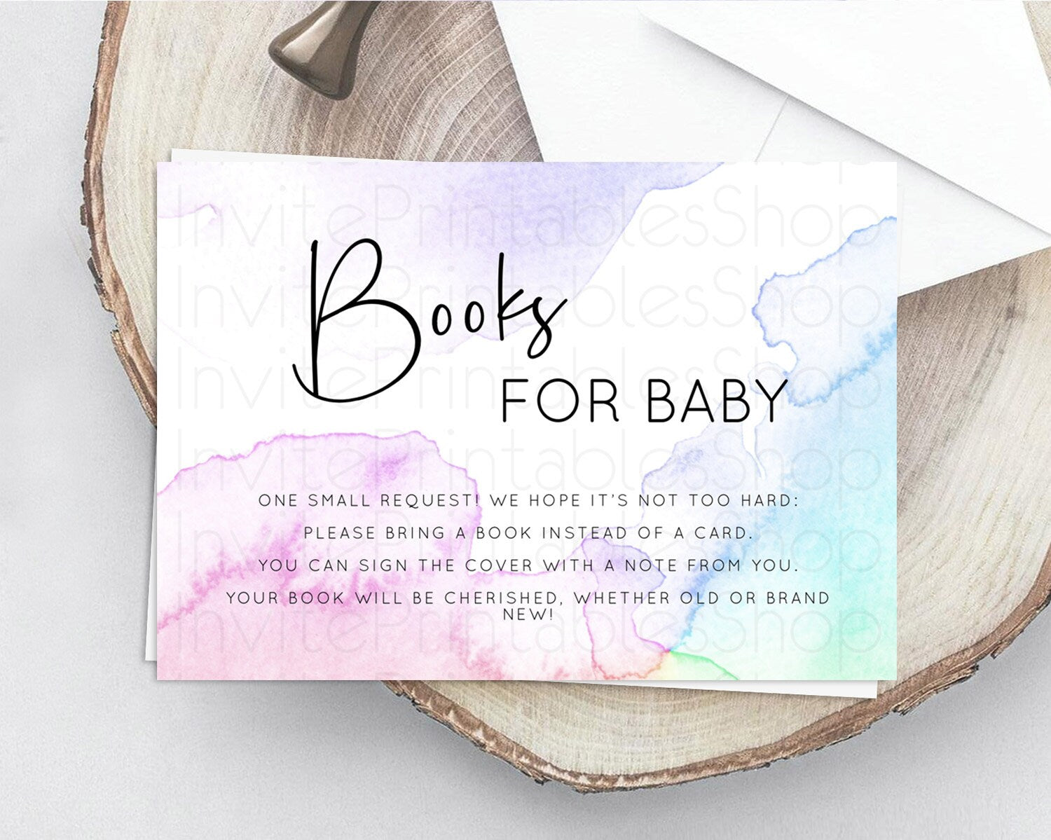 Editable Pastel Books For Baby Card Pastel Rainbow Book Insert Colorful Ombr