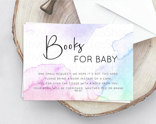 Editable Pastel Books For Baby Card Pastel Rainbow Book Insert Colorful Ombr