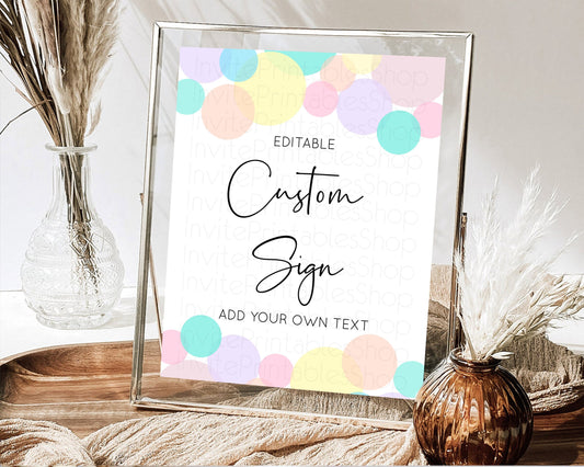 Editable Pastel Confetti Sign Colorful Sprinkles Table Sign Decor Rainbow Pa