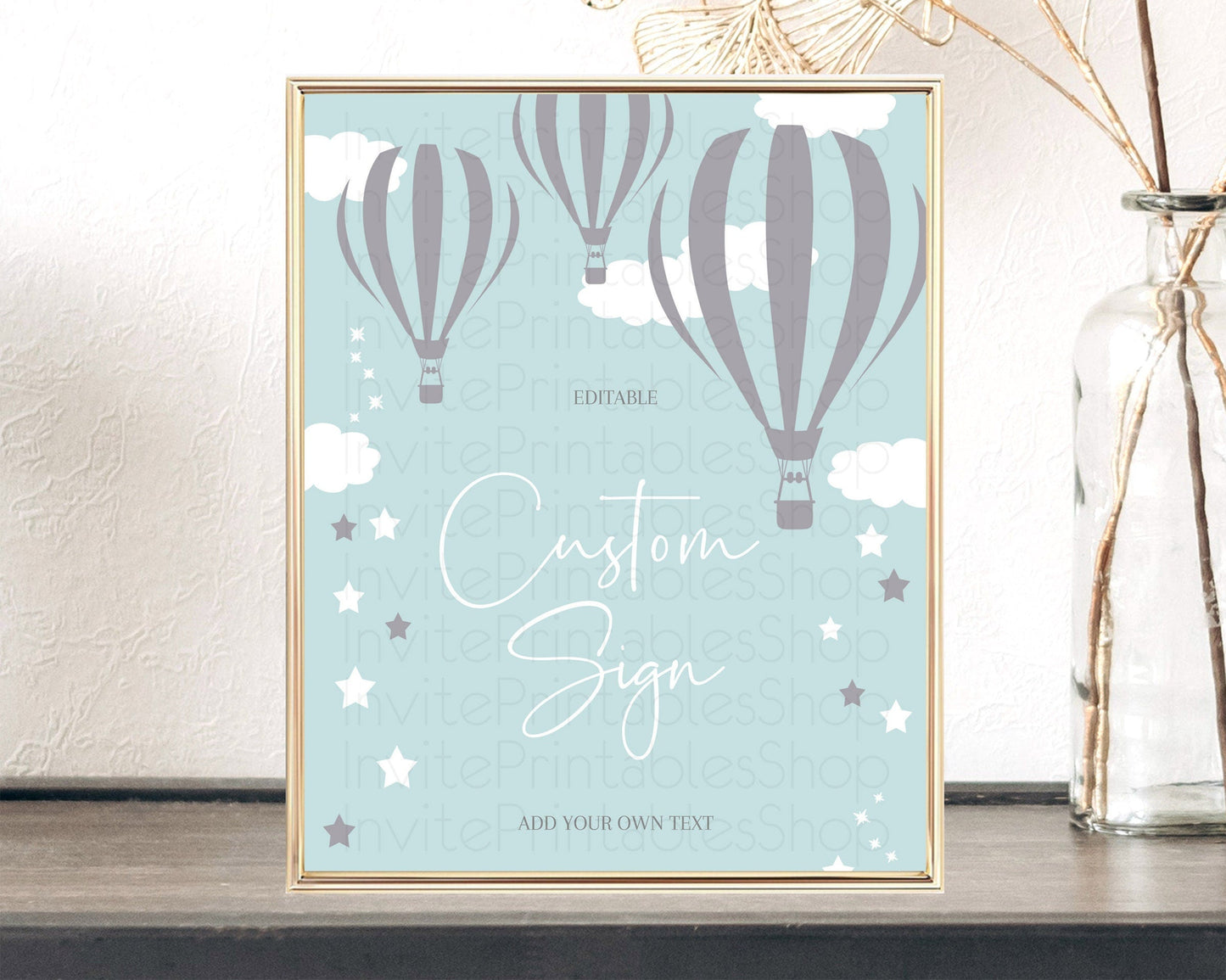Hot Air Balloon Sign Hot Air Balloon Table Sign Decor Adventure Awaits Mr. ONEderful Party 1st Birthday Baptism Baby Shower D10324