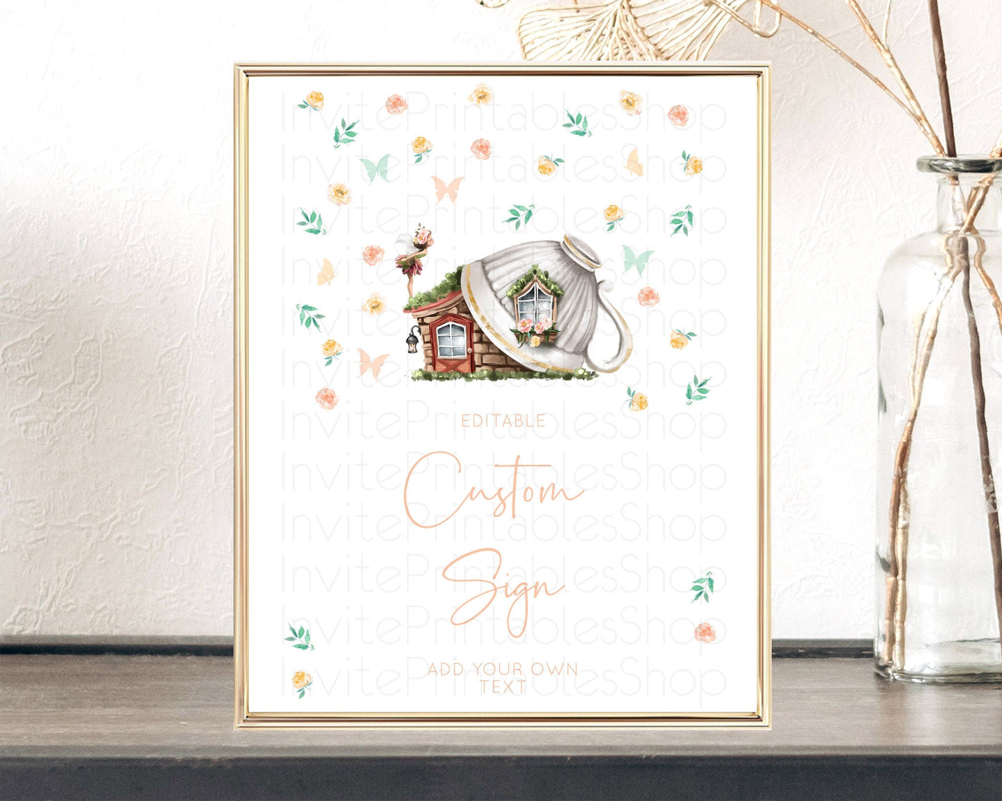 Fairy Sign Enchanted Garden Table Sign Decor Pastel Floral Butterfly Party Secret Garden Birthday Baptism Baby Shower Bridal Shower D10383