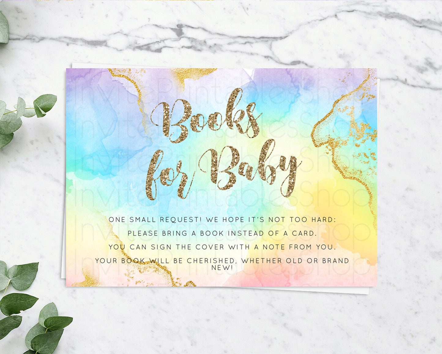 Pastel Books For Baby Card Pastel Rainbow Book Insert Colorful Ombre Watercolor Book Card Confetti Glitter Baby Book Poem Request D10589