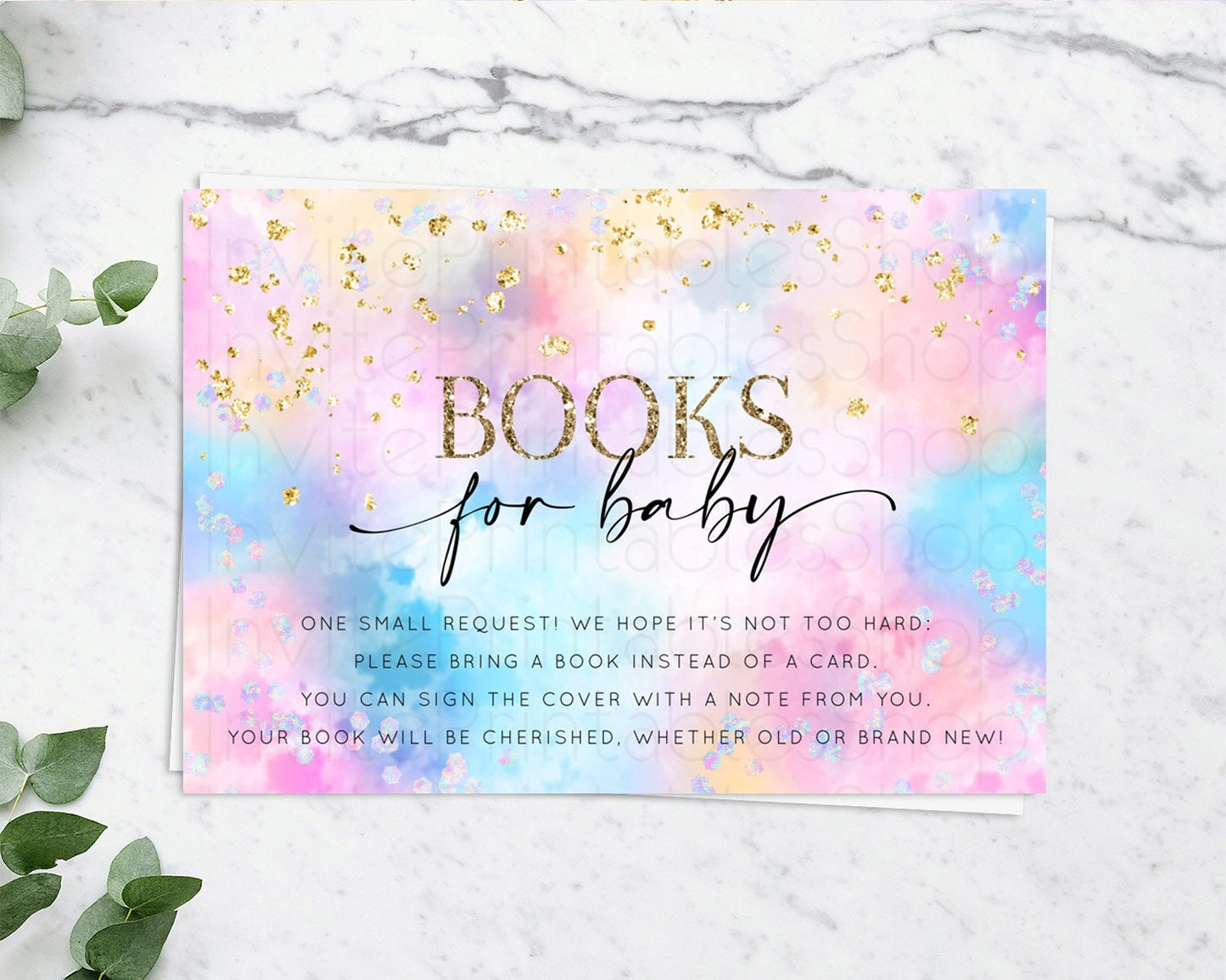 Pastel Books For Baby Card Pastel Rainbow Book Insert Colorful Ombre Watercolor Book Card Confetti Glitter Baby Book Poem Request D10607