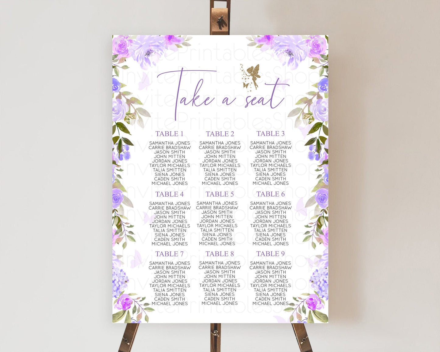 Fairy Seating Chart Pastel Fairy Seating Chart Fairy Tea Party Fairy Garden Seating Sign Enchanted Garden Floral Butterfly Decor D10910