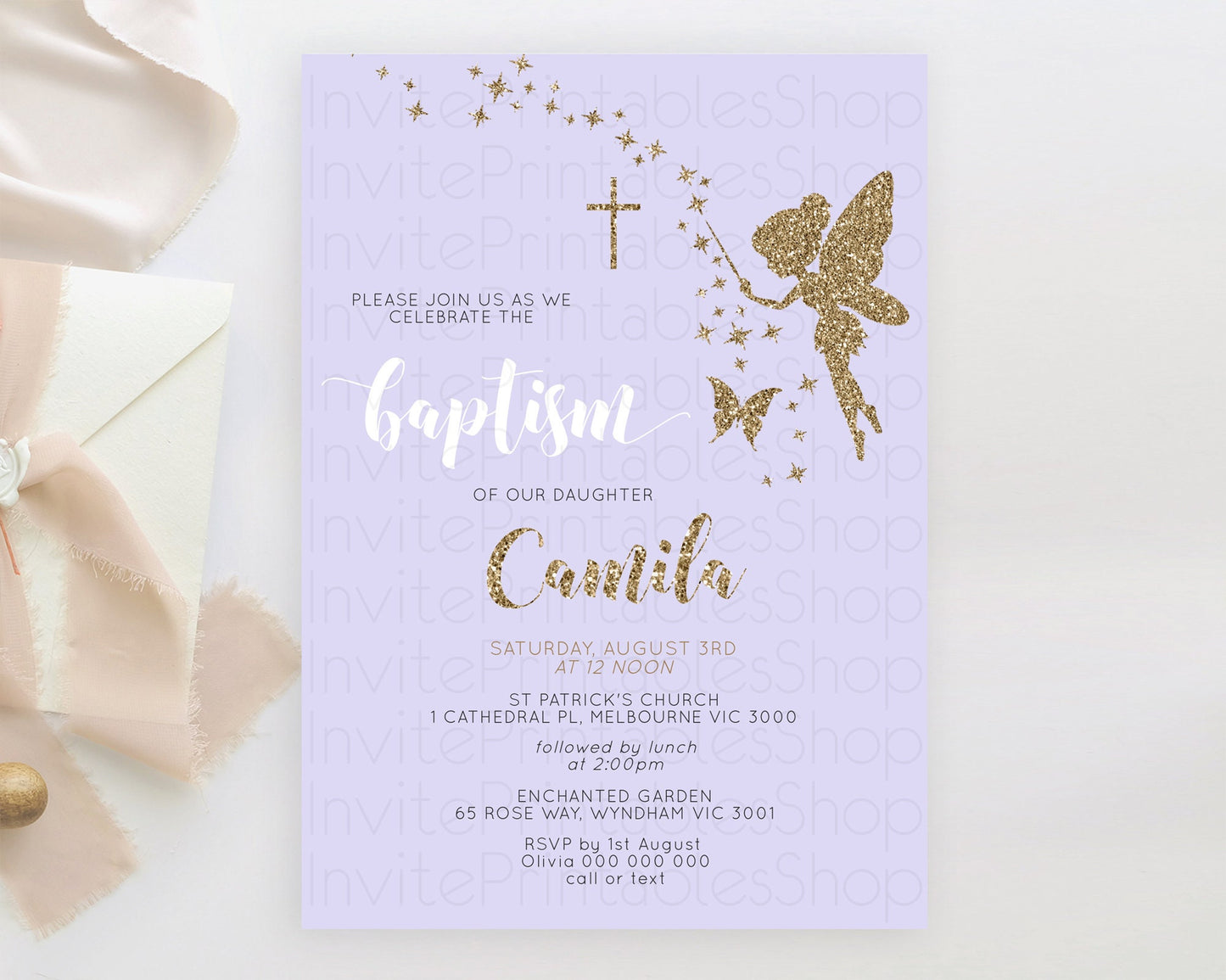 Fairy Baptism Invitation Fairy Baptism 1st Birthday Invitation Enchanted Secret Garden Christening Invite Pastel Floral Butterfly D10389