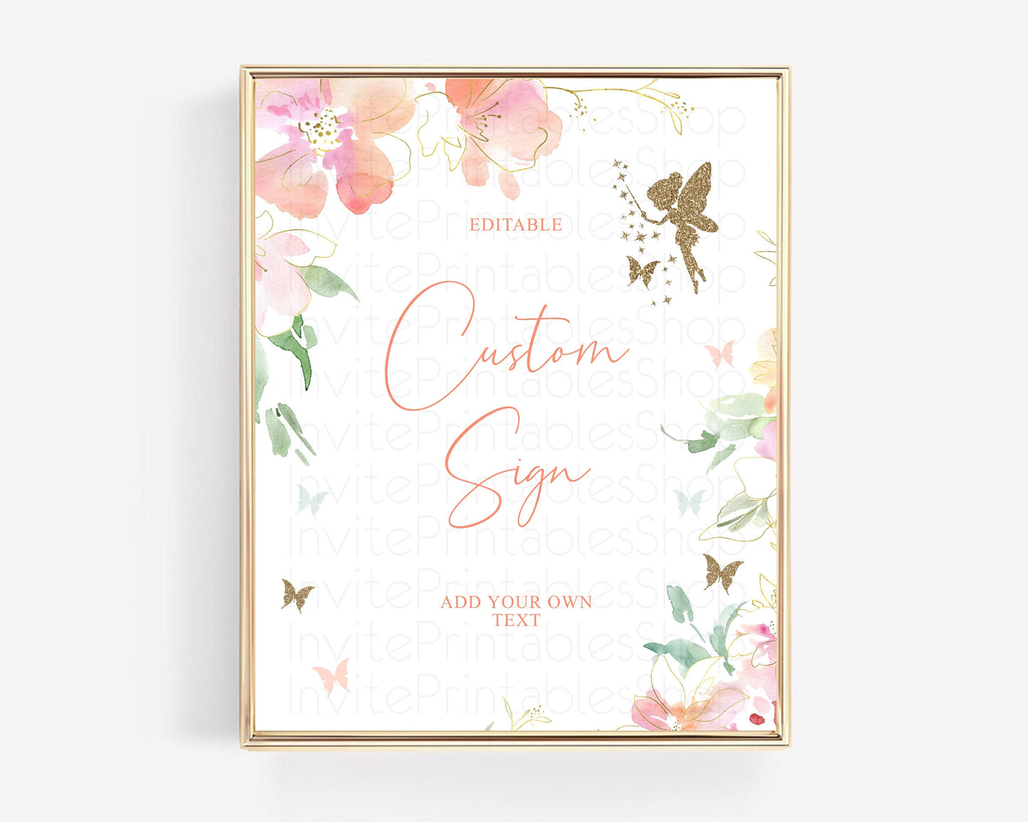 Fairy Sign Enchanted Garden Table Sign Décor Pastel Floral Butterfly Party Secret Garden Birthday Baptism Baby Shower Bridal Shower D10934