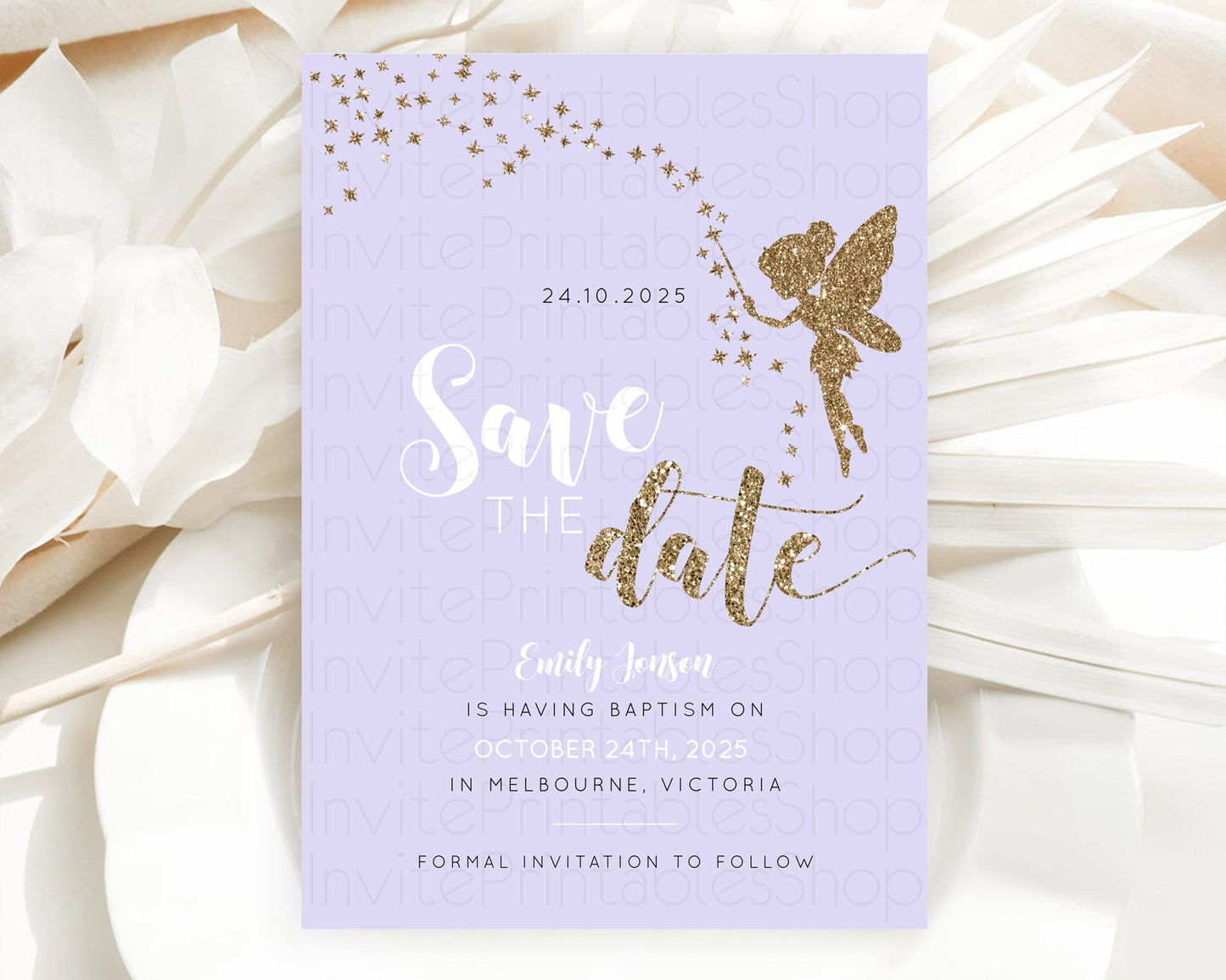 Fairy Save The Date Template Enchanted Garden Pastel Floral Butterfly Party Secret Garden Birthday Baptism Baby Shower Bridal Shower D10389