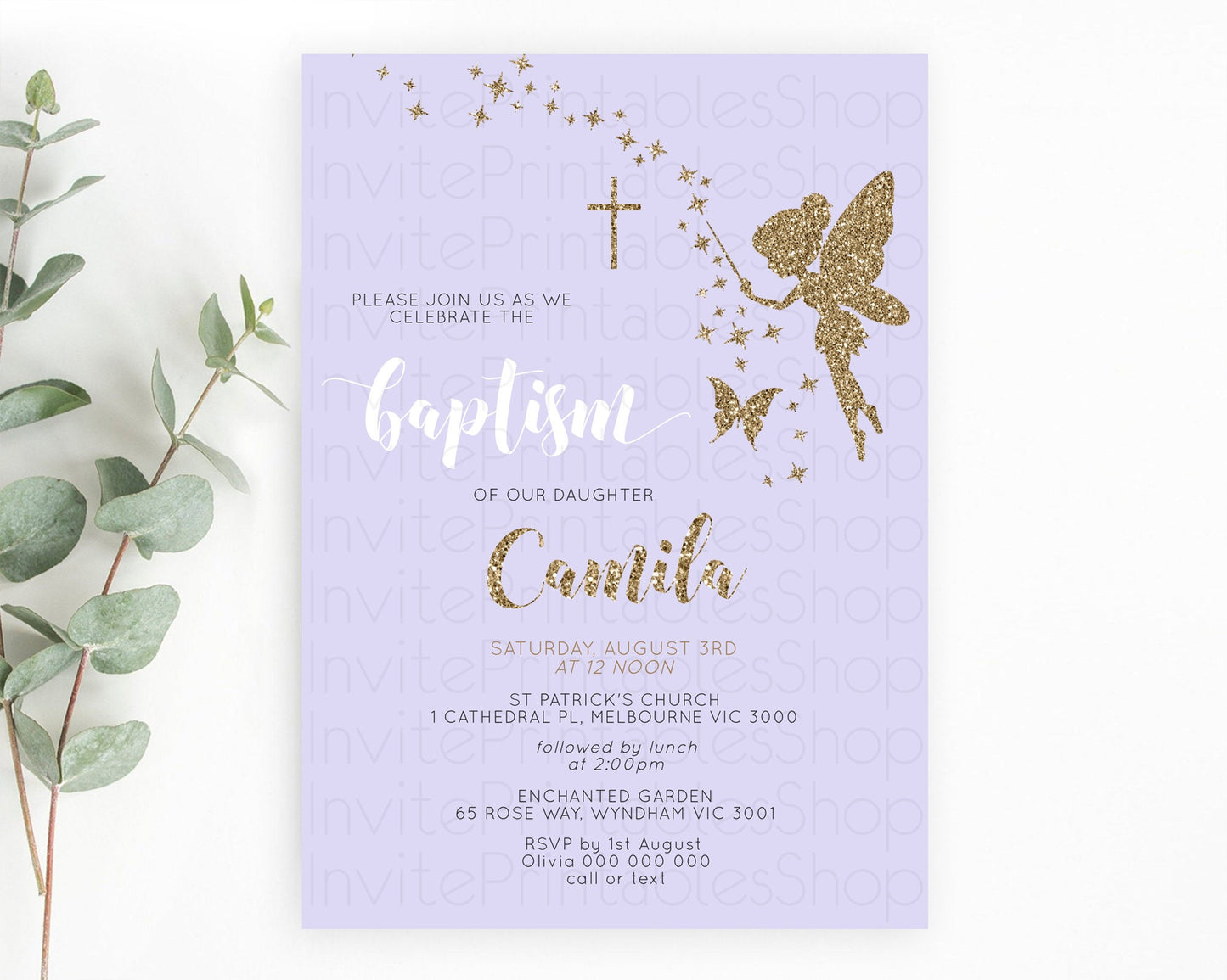 Fairy Baptism Invitation Fairy Baptism 1st Birthday Invitation Enchanted Secret Garden Christening Invite Pastel Floral Butterfly D10389