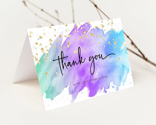 Pastel Thank You Rainbow Thank You Card Colorful Pastel Birthday Thank You Card Confetti Watercolor Pastel Teacher Thank You Cards D10491