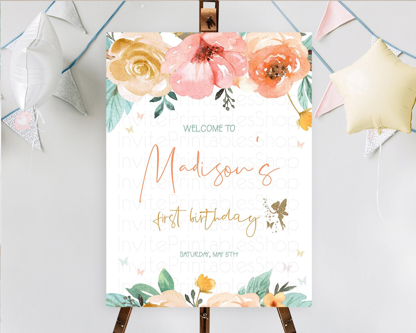 Fairy Welcome Sign Fairy Welcome Board Enchanted Garden Pastel Floral Butterfly Decor Secret Garden First Birthday Welcome Sign D10346