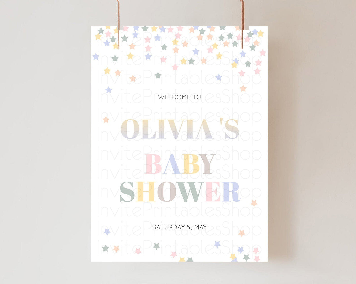 Star Baby Shower Welcome Board Pastel Stars Welcome Sign Shooting Star Rainbow Colorful Confetti Twinkle Little Star Welcome Sign D10795