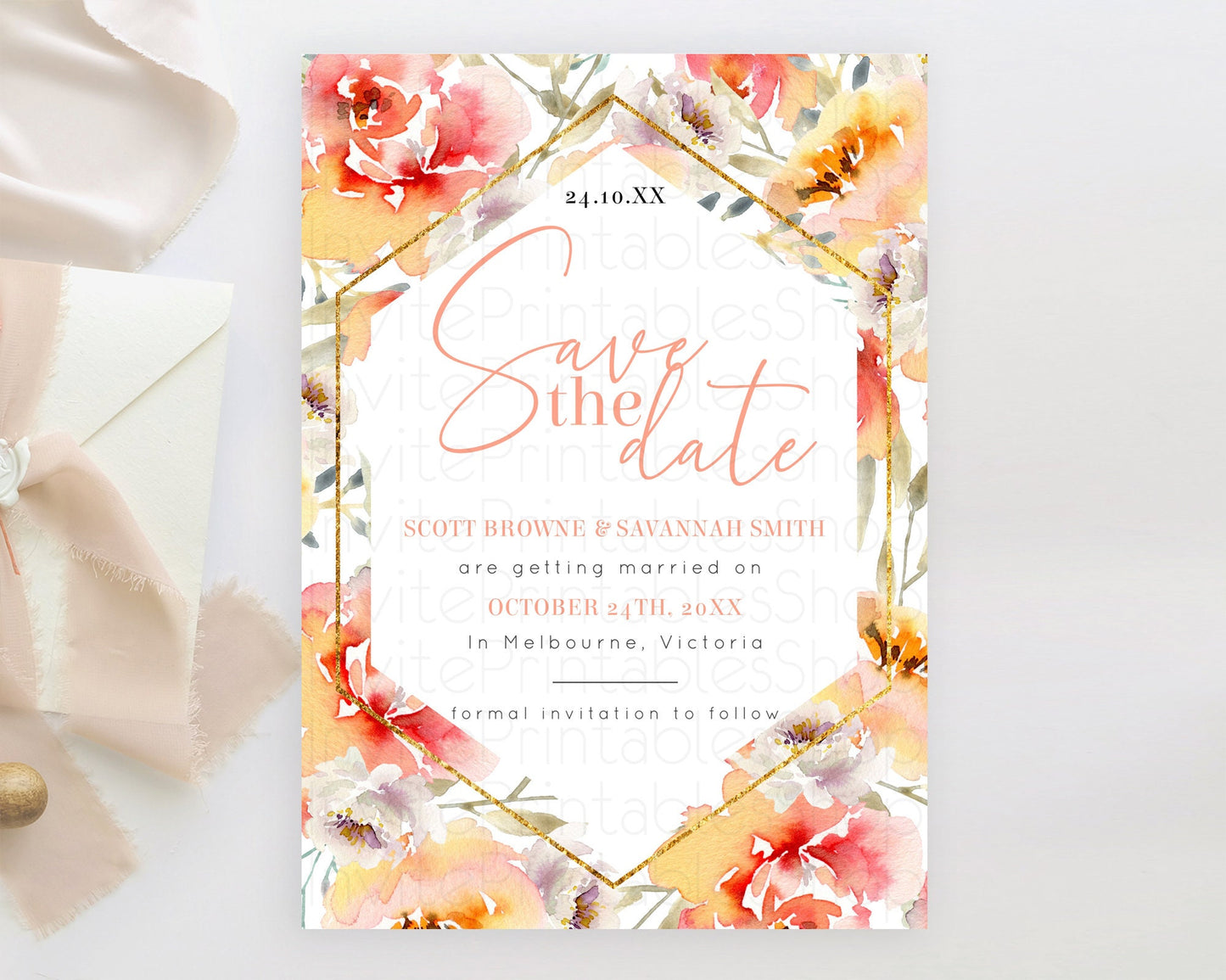 Wildflower Save The Date Template Secret Garden Save The Date Pastel Floral Garden Party Boho Flowers Birthday Baby Shower Wedding D10791