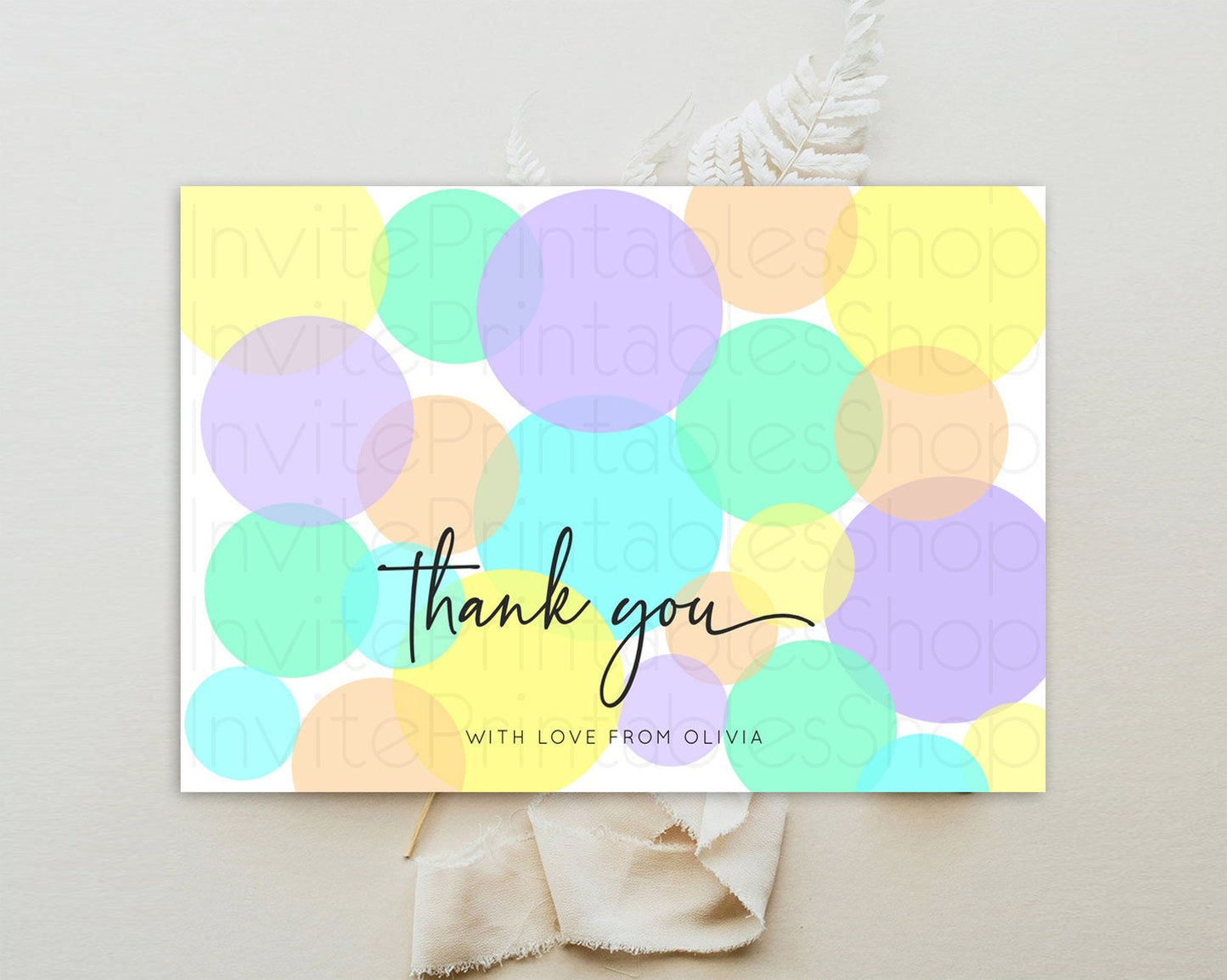 Rainbow Thank You Pastel Thank You Card Pastel Rainbow Birthday Thank You Confetti Colorful Pastel Cards Teacher Thank You Cards D10415