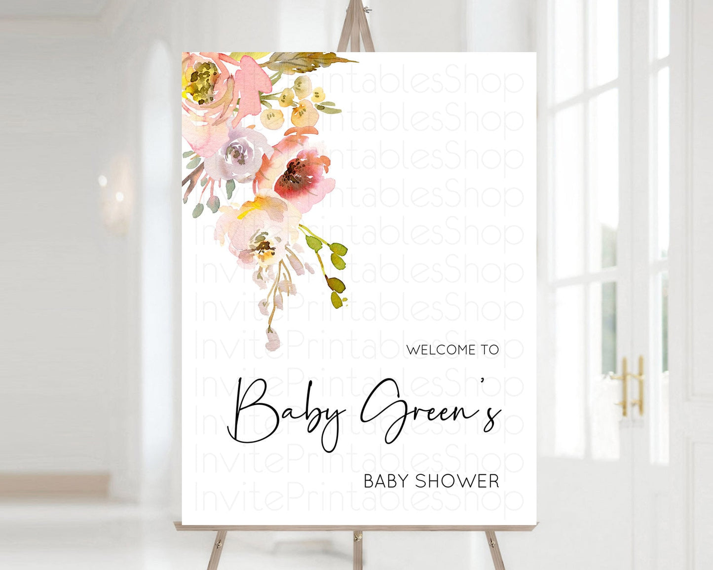 Secret Garden Baby Shower Welcome Sign Wildflower Welcome Board Pastel Flower Garden Welcome Poster Boho Wildflower Welcome Sign D10194