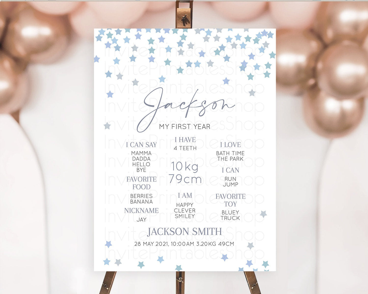 Star First Birthday Milestone Poster Pastel Stars Milestone Shooting Star Rainbow Colorful Confetti Twinkle Little Star 1st Birthday D10341