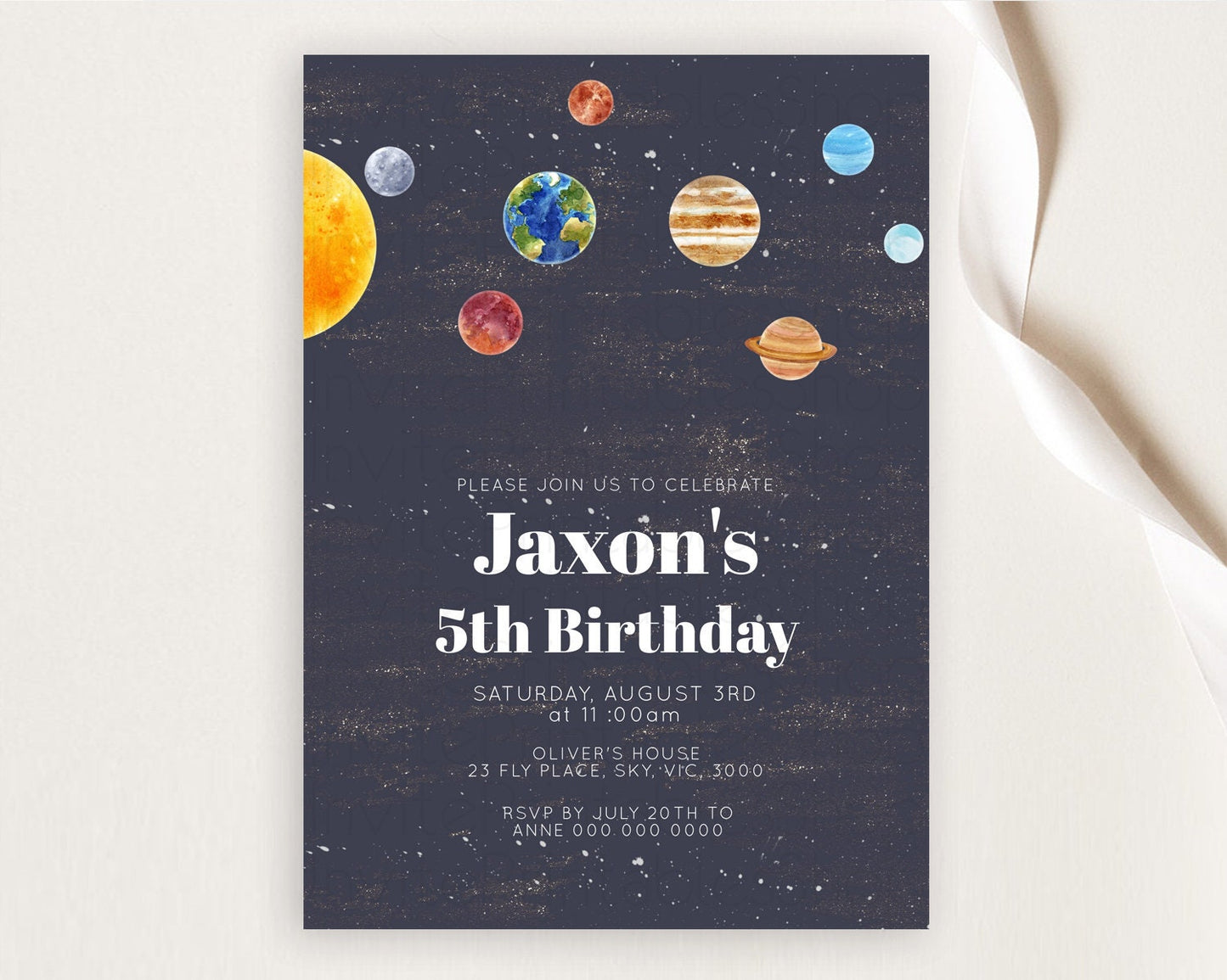 Space Birthday Invitation Space 1st Birthday Invites First Trip Around the Sun Invite Sky Stars Planets Milkyway Solar System Invite D10144