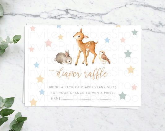 Editable Fawn Diaper Raffle Card Deer Diaper Insert Floral Deer Diaper Ticke