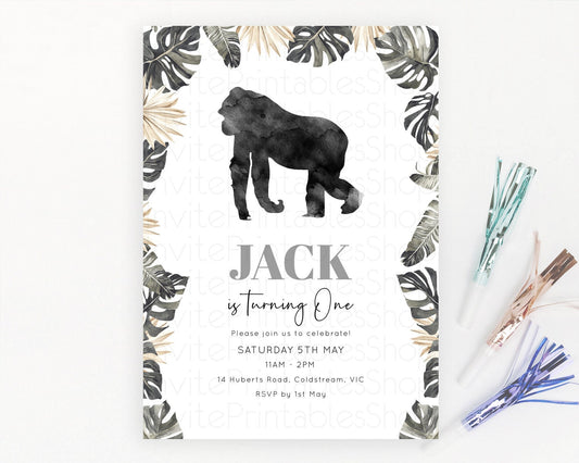 Editable Gorilla Birthday Invitation Gorilla Invitation Gorilla Birthday Jun