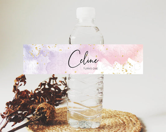 Editable Pink Watercolor Water Label Template Ombre Pink Watercolor Splash P