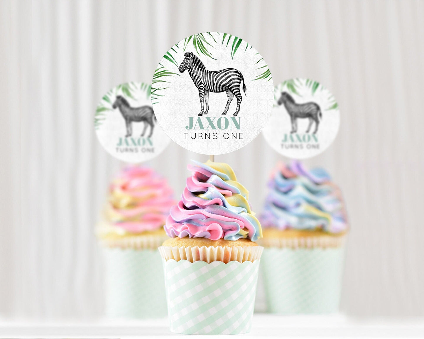 Zebra Cupcake Toppers Zebra Cupcake Zebra Take A Cupcake Toppers Zebra Safari Decor Zoo Party Zebra Palm Leaf Decor First Birthday D10844