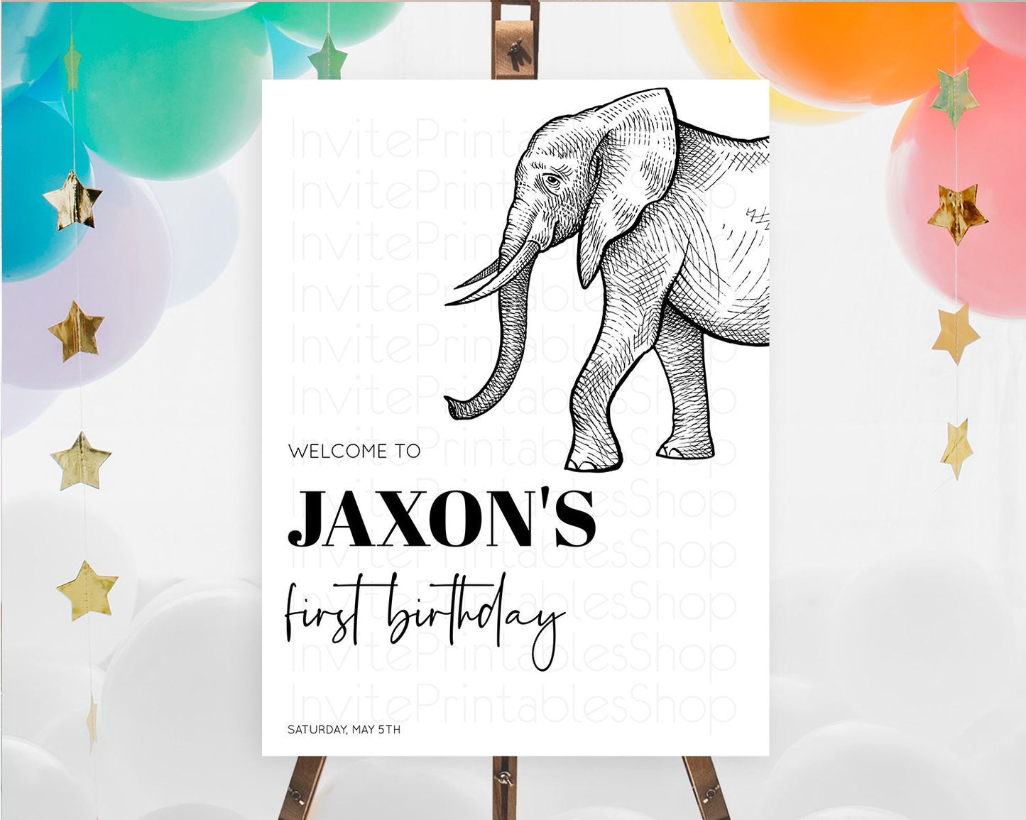 Elephant Welcome Sign Elephant Welcome Board Elephant Party Welcome Poster Safari Party Decor Elephant First Birthday Welcome Sign D10248