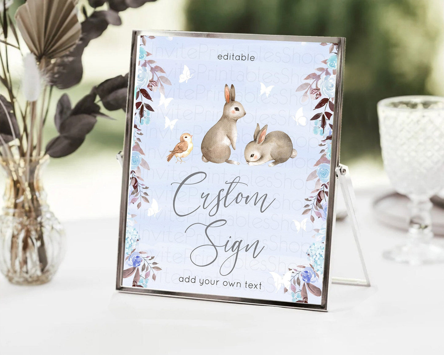 Fawn Deer Sign Pastel Floral Deer Table Sign Decor Enchanted Forest Butterfly Party 1st Birthday Baptism Baby Shower Bridal Shower D10923