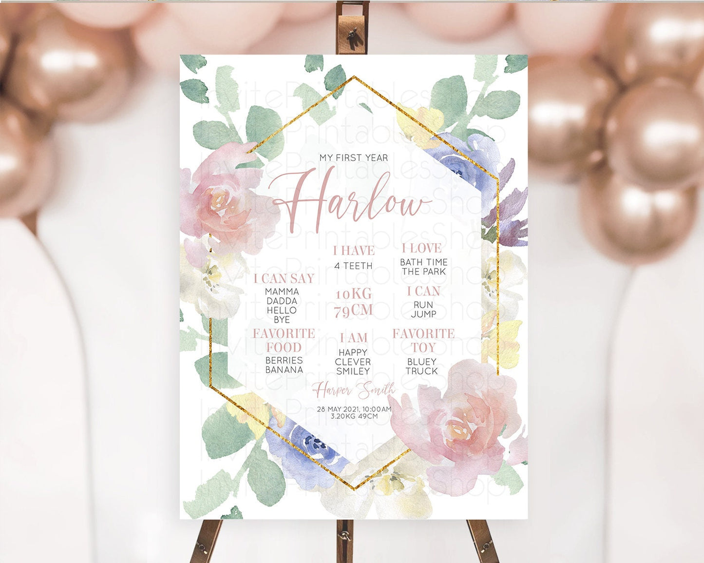 Secret Garden Milestone Board Wildflower First Birthday Milestone Poster Pastel Flowers Milestone Boho Wildflower 1st Birthday Sign D10254