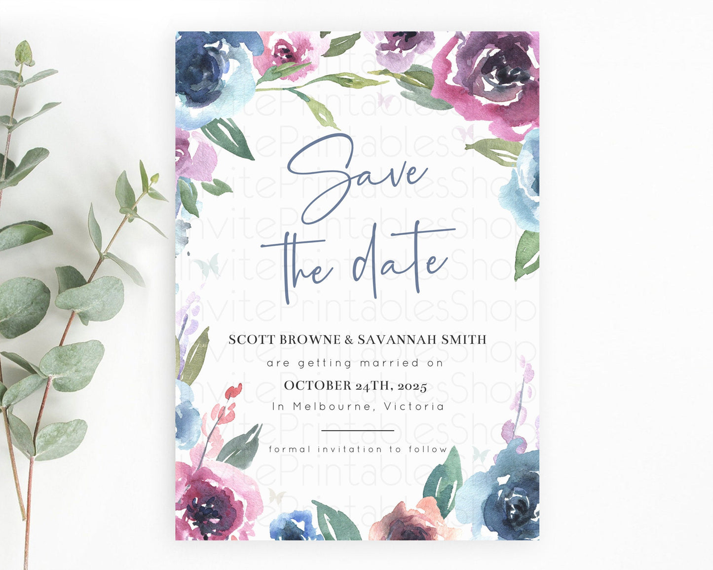 Wildflower Save The Date Template Secret Garden Save The Date Pastel Floral Garden Party Boho Flowers Birthday Baby Shower Wedding D10780