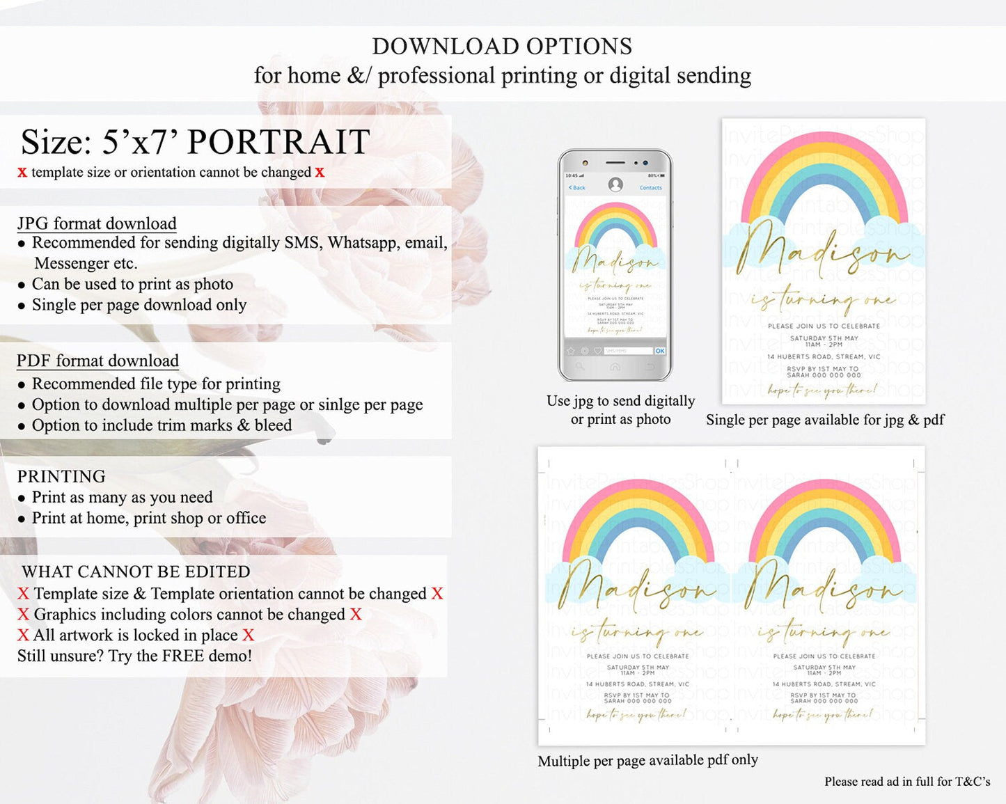 Pastel Rainbow Birthday Invitation Pastel Rainbow Invitation Rainbow Invitation Pastel Invitation Boho Rainbow 1st First Birthday D10123