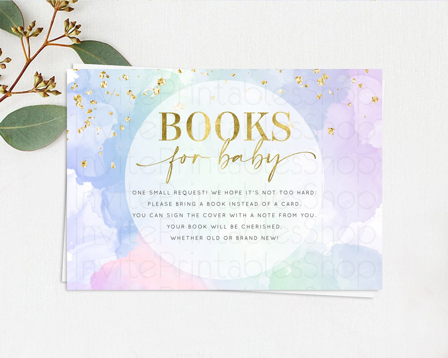 Pastel Books For Baby Card Pastel Rainbow Book Insert Colorful Ombre Watercolor Book Card Confetti Glitter Baby Book Poem Request D10624