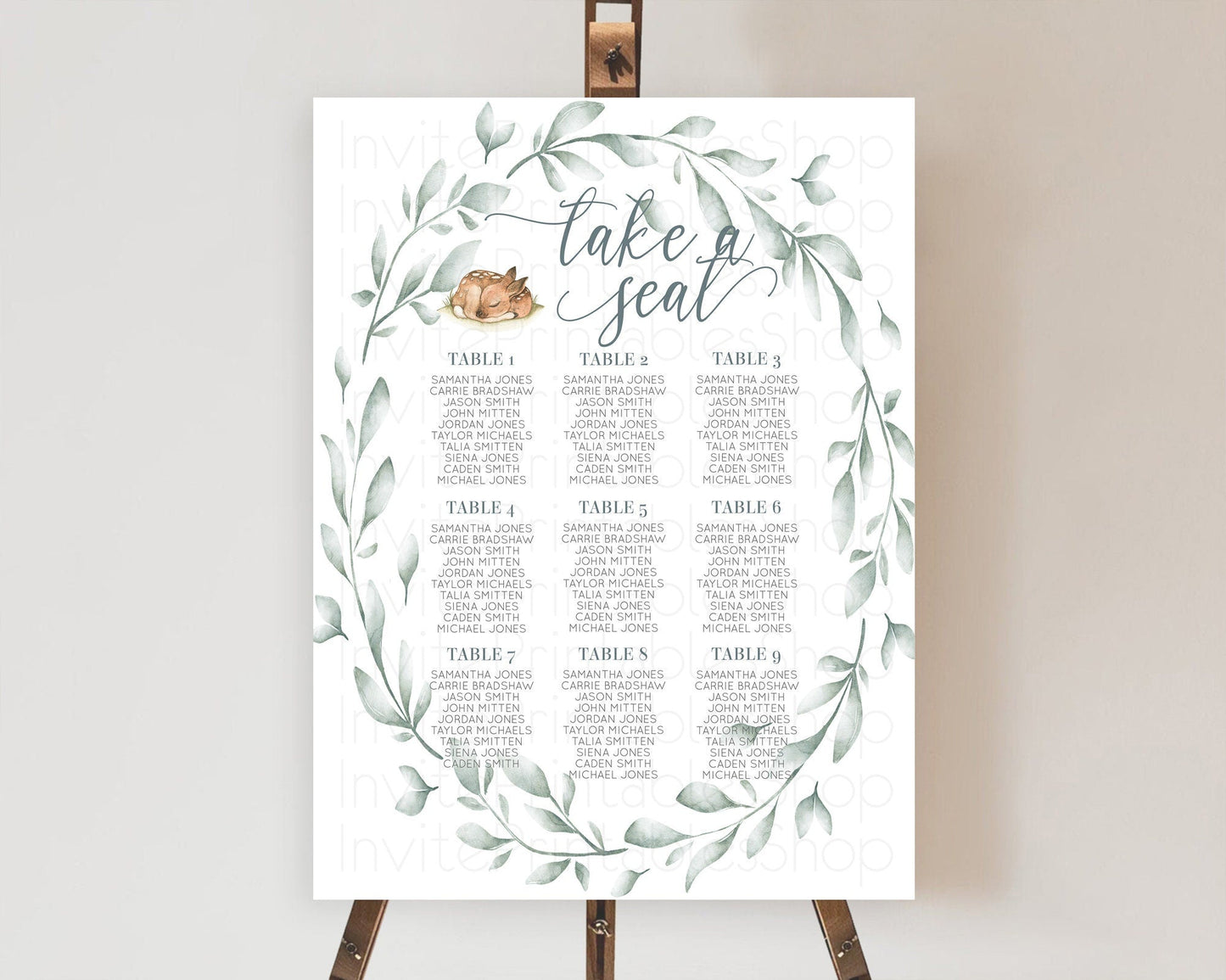Fawn Seating Chart Deer Seating Chart Enchanted Forest Party Butterfly Pastel Flowers Whimsical Seating Chart Woodland Seating Sign D10935