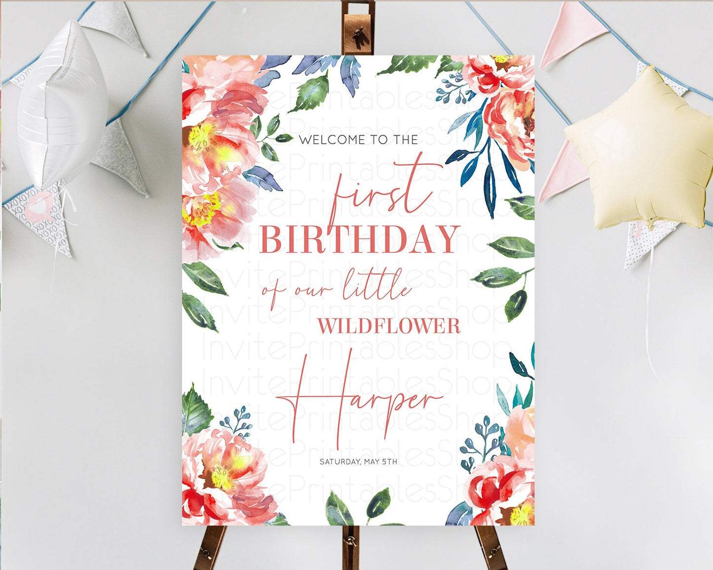 Secret Garden Welcome Sign Wildflower Welcome Board Pastel Flower Garden Welcome Poster Boho Wildflower First Birthday Welcome Sign D10751