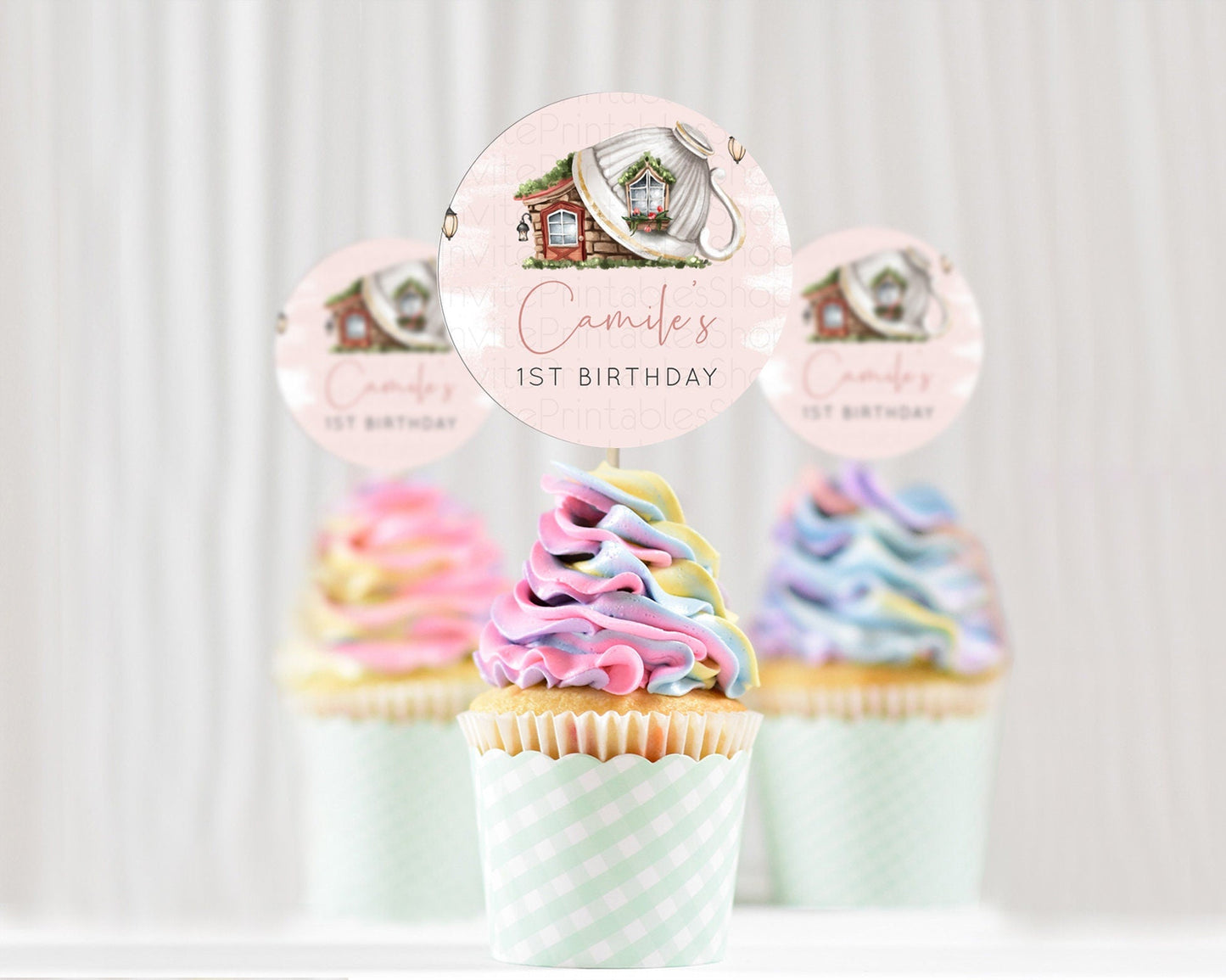 Fairy Cupcake Toppers Pastel Fairy Cupcake Toppers Fairy Floral Garden Cupcake Topper Enchanted Garden Floral Butterfly Party Decor D10563