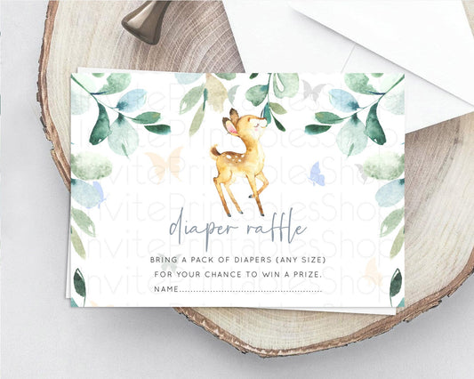 Editable Fawn Diaper Raffle Card Deer Diaper Insert Floral Deer Diaper Ticke