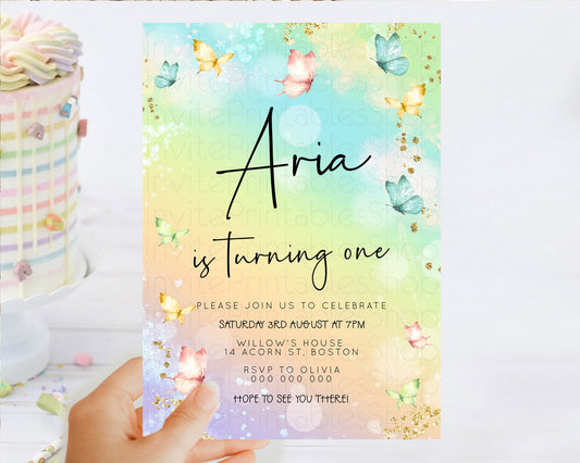 Editable Pastel Butterfly Birthday Invitation Butterfly Birthday Invitation
