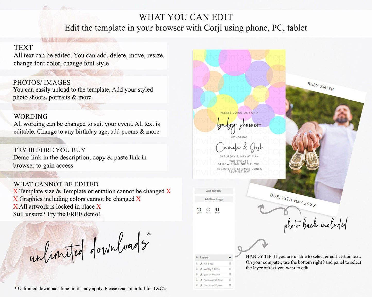 Pastel Rainbow Baby Shower Invitation Pastel Confetti Invitation Sprinkles Bubbles Invitation Colorful Rainbow Confetti Theme D10406