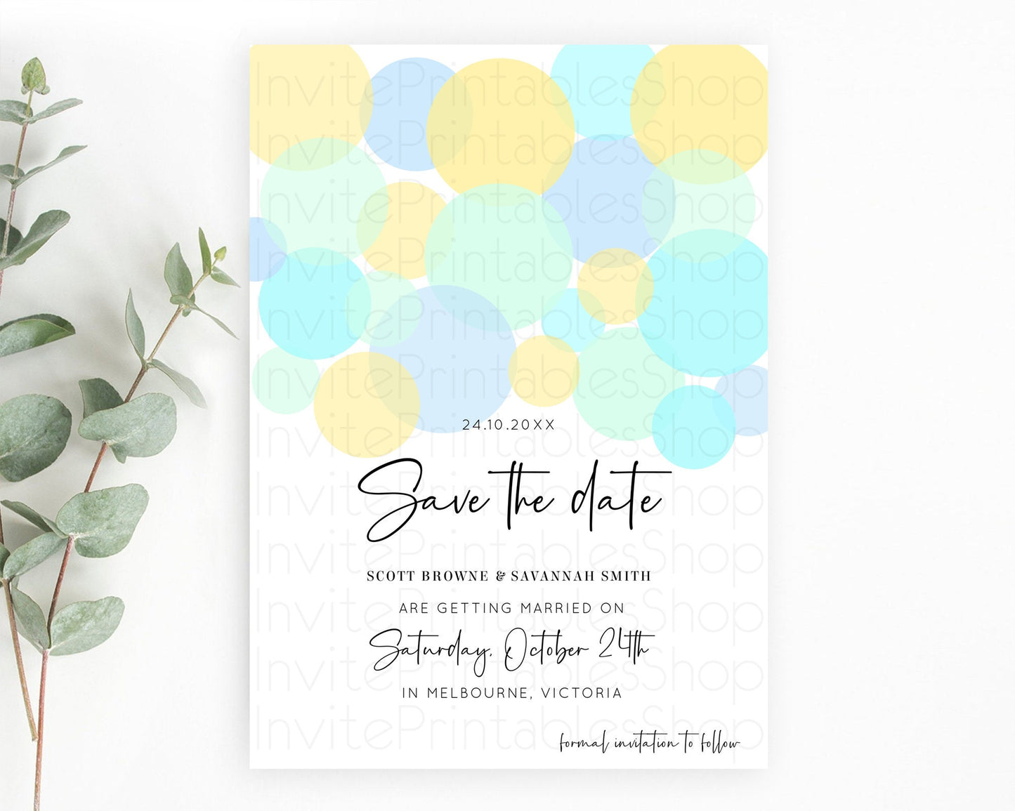 Pastel Confetti Save The Date Template Rainbow Colorful Sprinkles Party For 1st Birthday Baptism Baby Shower Wedding Bridal Shower 100206