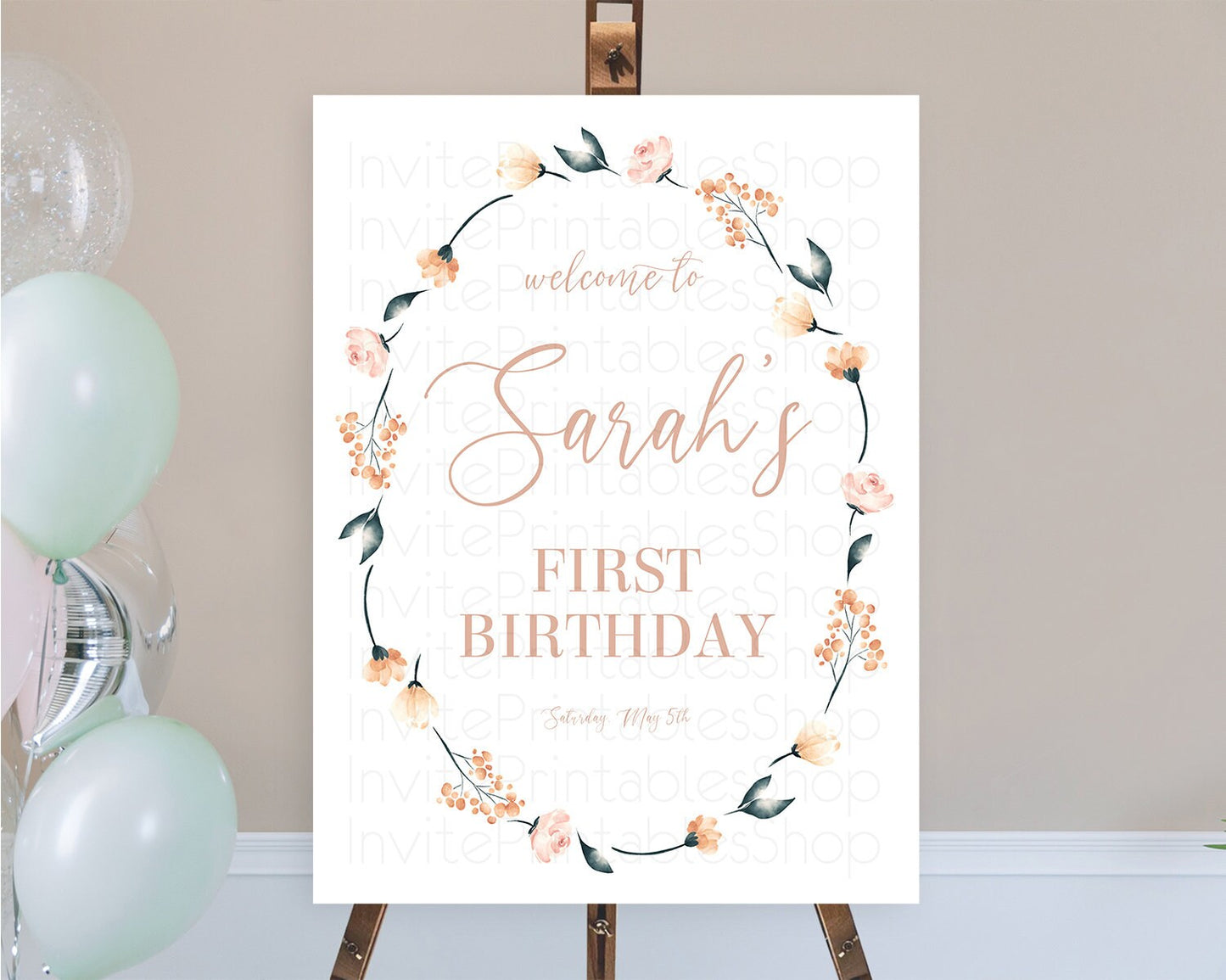 Secret Garden Welcome Sign Wildflower Welcome Board Pastel Flower Garden Welcome Poster Boho Wildflower First Birthday Welcome Sign D10240