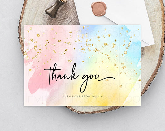 Editable Pastel Thank You Rainbow Thank You Card Colorful Pastel Birthday Th
