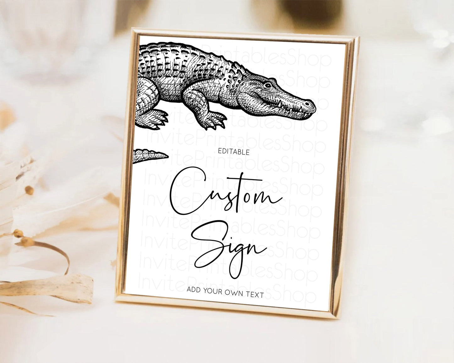 Croc Gator Sign Swamp Table Sign Decor Croc Gator Party Sign Template Safari Adventure Croc Gator Minimal Theme 1st Birthday Baptism D10286