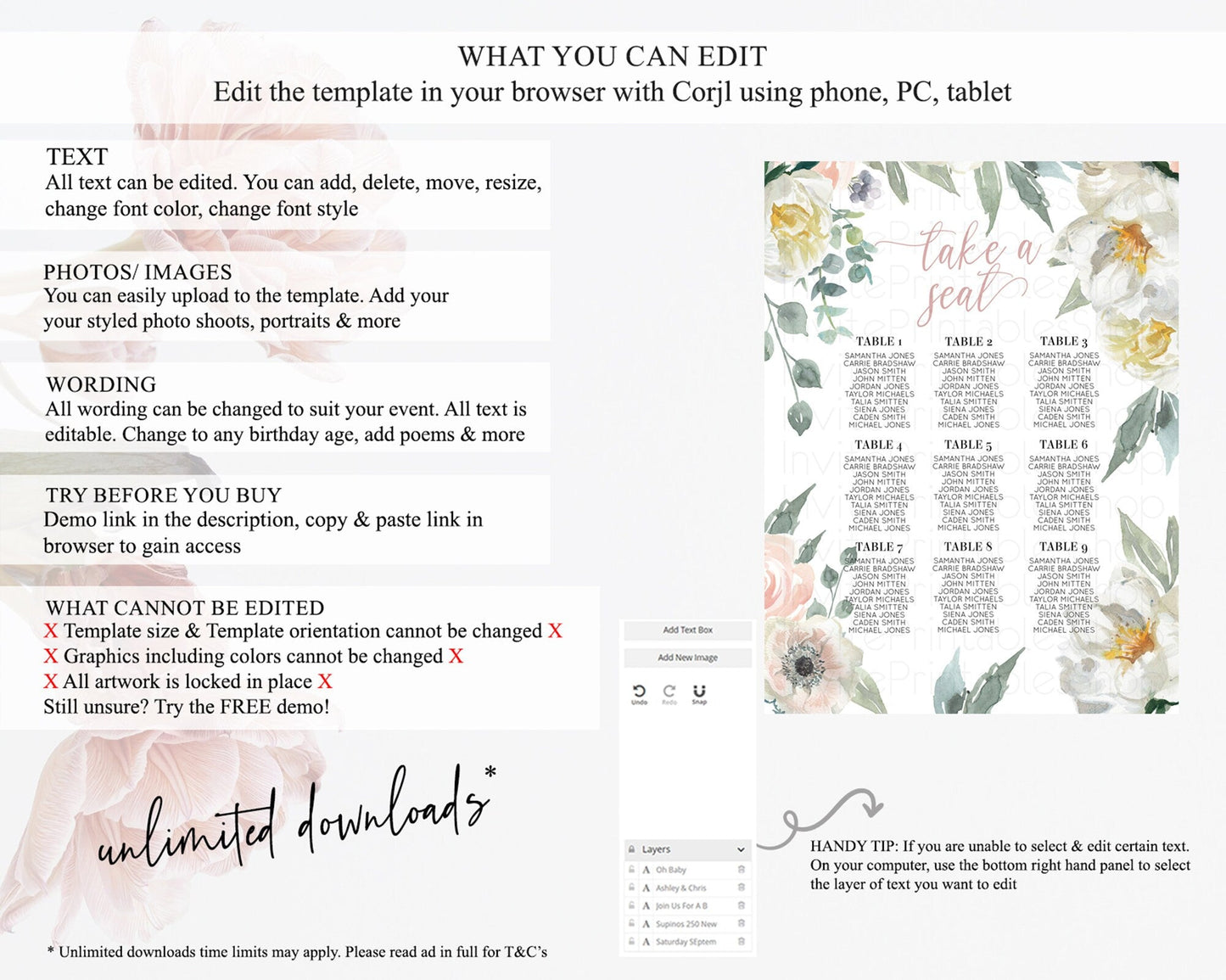 Secret Garden Seating Chart Wildflower Seating Chart Pastel White Flower Seating Chart Enchanted Garden Boho Floral Take A Seat Decor D10121