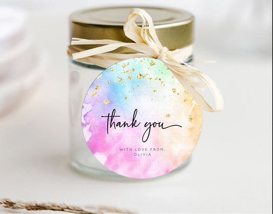 Pastel Thank You Tags Rainbow Thank You Gift Tags Colorful Pastel Favor Tags Confetti Watercolor Pastel First Birthday Thank You D10449