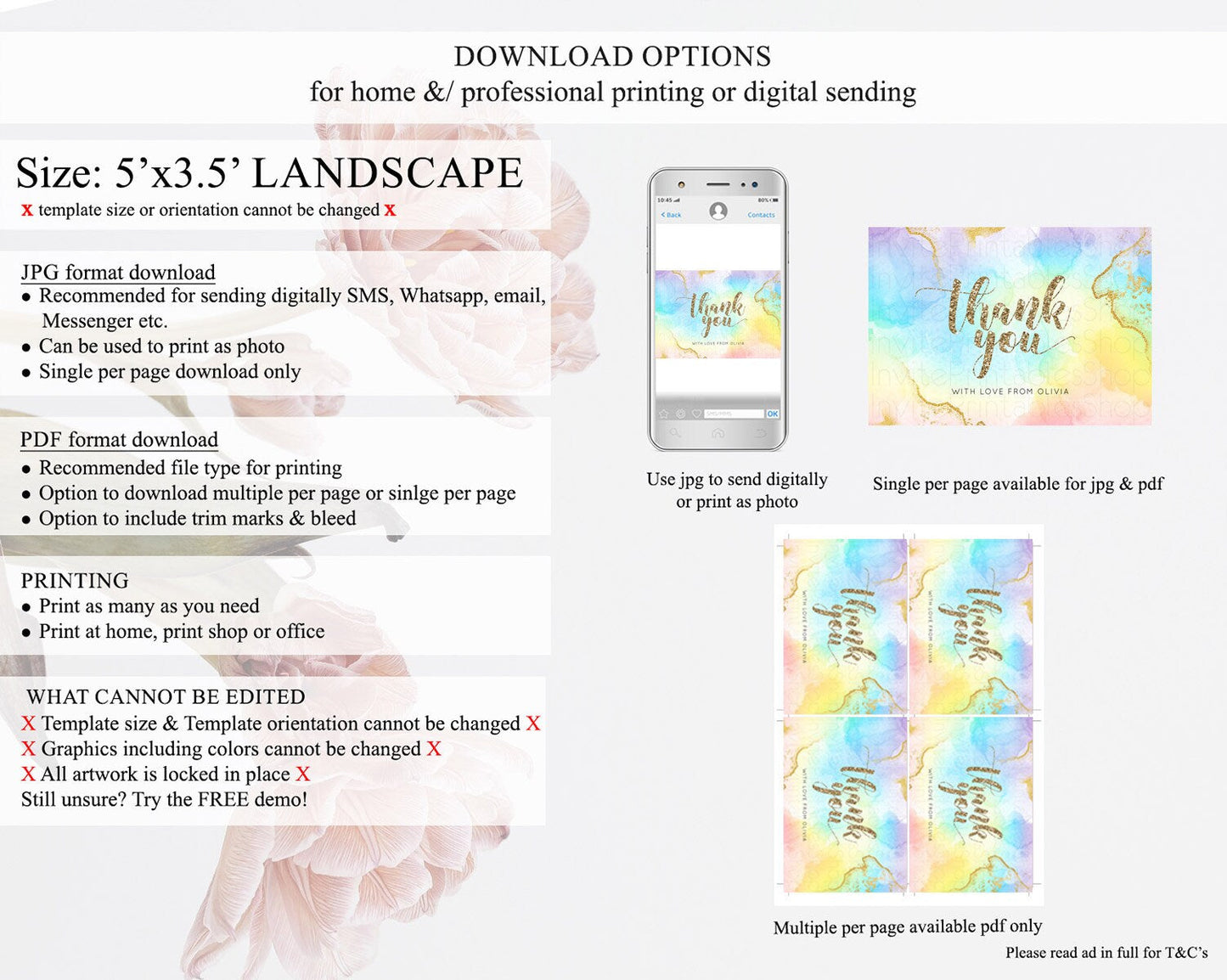 Pastel Thank You Rainbow Thank You Card Colorful Pastel Birthday Thank You Card Confetti Watercolor Pastel Teacher Thank You Cards D10589