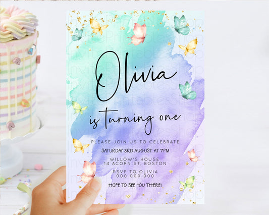 Editable Pastel Butterfly Birthday Invitation Butterfly Birthday Invitation