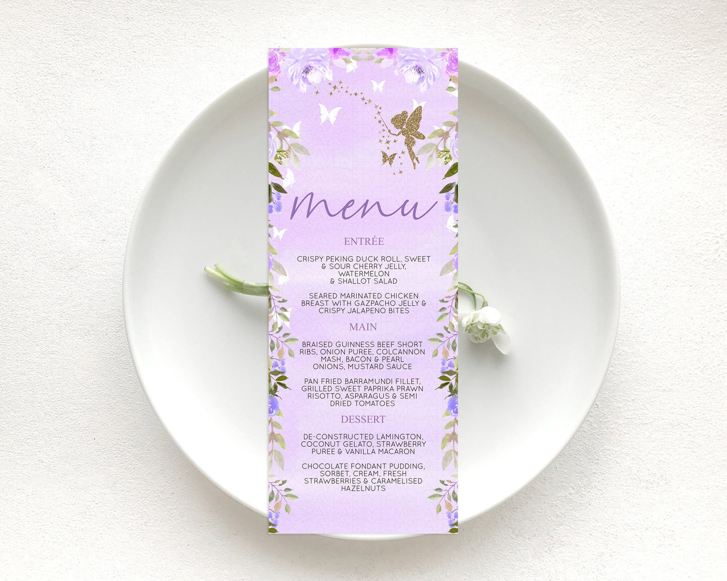 Fairy Menu Fairy Menu Template Enchanted Garden Pastel Floral Butterfly Table Décor Fairy Secret Garden Dinner Dessert Food Menu D10910