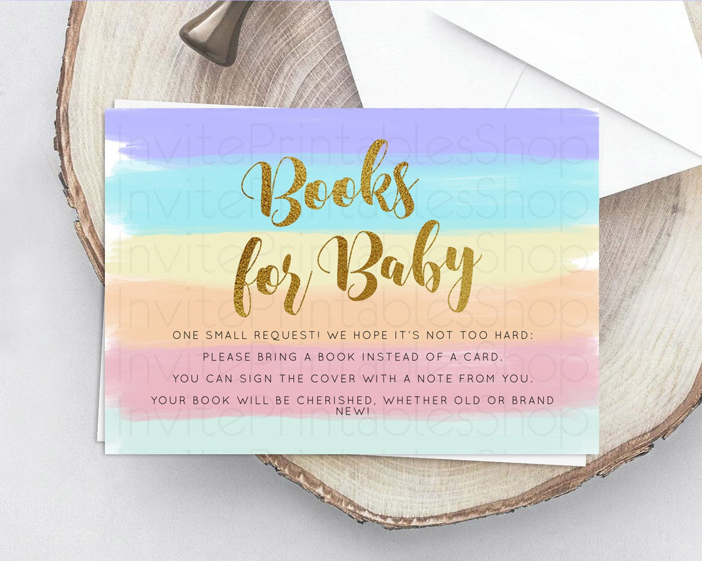 Pastel Books For Baby Card Pastel Rainbow Book Insert Colorful Ombre Watercolor Book Card Confetti Glitter Baby Book Poem Request D10510