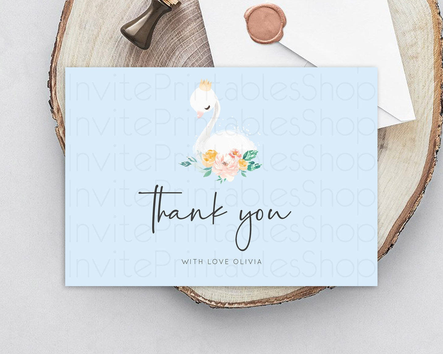 Swan Thank You Swan Princess Ballet Thank You Card Swan Lake Birthday Thank You Cards Secret Garden Pastel Floral Teacher Thank You D10903