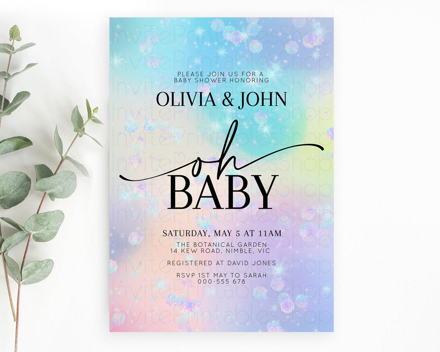 Rainbow Baby Shower Invitation Pastel Rainbow Baby Invitation Pastel Watercolor Invitation Colorful Ombre Sprinkle Shower D10665